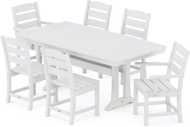 POLYWOOD Lakeside 7-Piece Nautical Trestle Dining Set - White